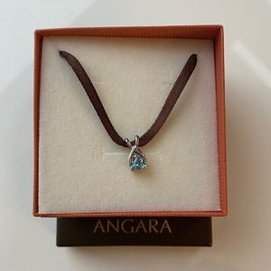 Trillion Swiss Blue Topaz + Diamond Pendant